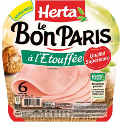 HERTA : Le Bon Paris - Jambon blanc cuit à l'étouffée sans couenne
