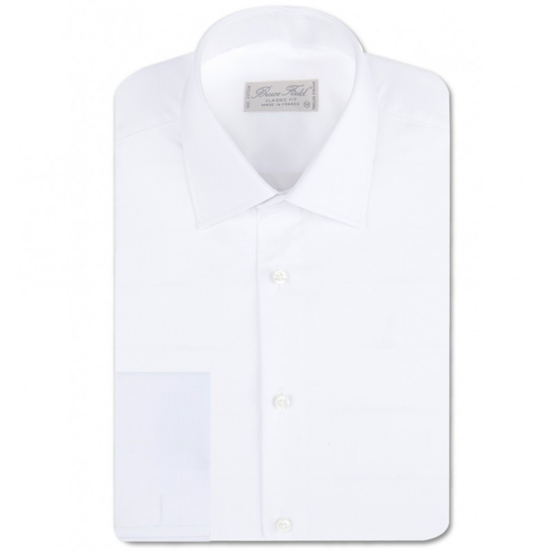 Chemise homme unie coupe droite et poignets mousquetaire