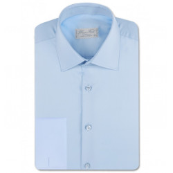 Chemise homme unie coupe droite et poignets mousquetaire