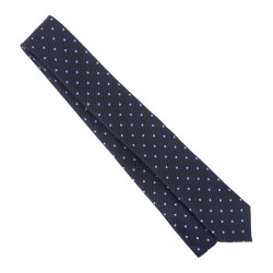 Cravate Hugo Boss bleu marine à pois bleu ciel