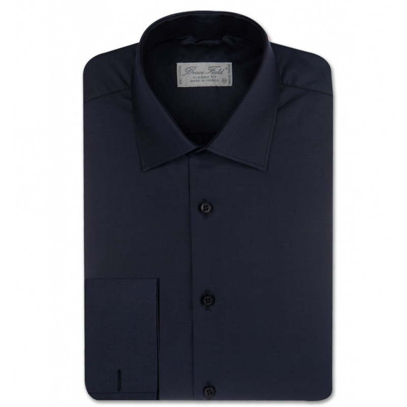 Chemise homme unie coupe droite et poignets mousquetaire