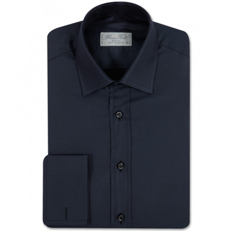 Chemise homme cintrée unie à poignets mousquetaire