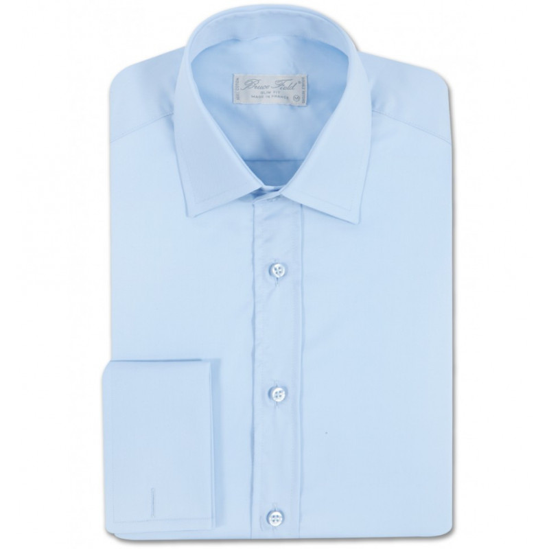 Chemise homme cintrée unie à poignets mousquetaire