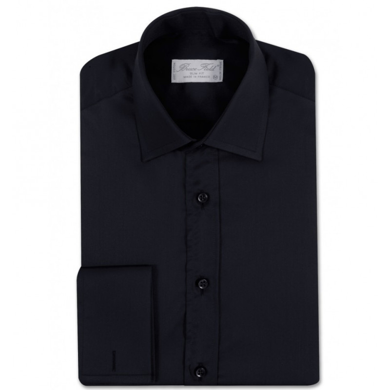 Chemise homme cintrée unie à poignets mousquetaire