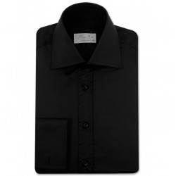 Chemise homme cintrée unie à poignets mousquetaire et col haut