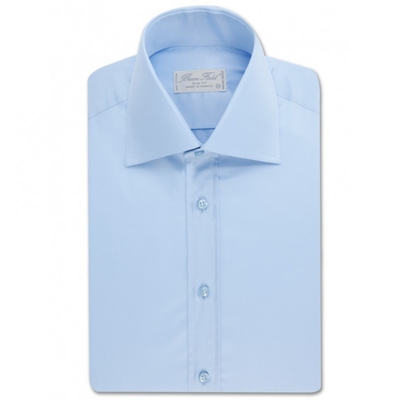 Chemise homme cintrée unie à col haut deux boutons