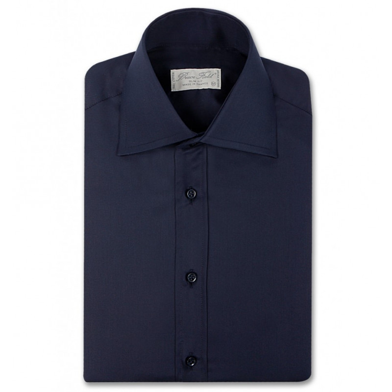 Chemise homme cintrée unie à col haut deux boutons